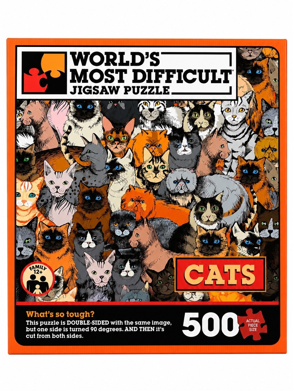 World’s Most Difficult Jigsaw Puzzle Cats 500 Piece Double-Sided Puzzle